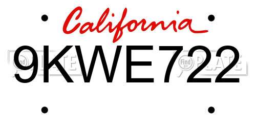 9KWE722 California License Plate