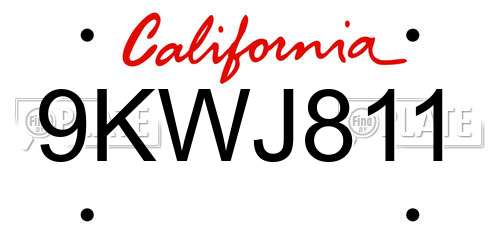 9KWJ811 California License Plate