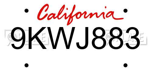 9KWJ883 California License Plate