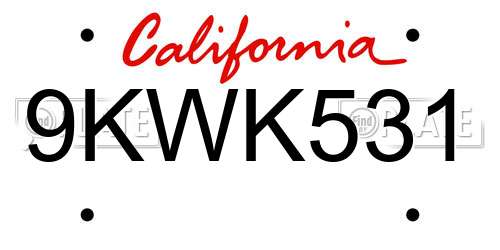 9KWK531 California License Plate