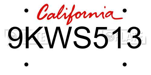9KWS513 California License Plate