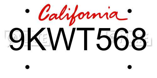 9KWT568 California License Plate