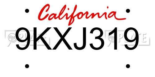 9KXJ319 California License Plate