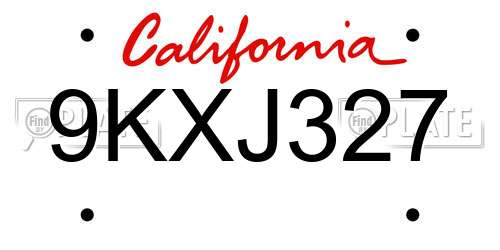 9KXJ327 California License Plate