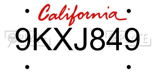 9KXJ849 California License Plate