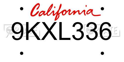 9KXL336 California License Plate