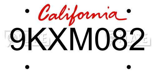 9KXM082 California License Plate