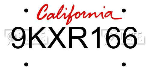 9KXR166 California License Plate