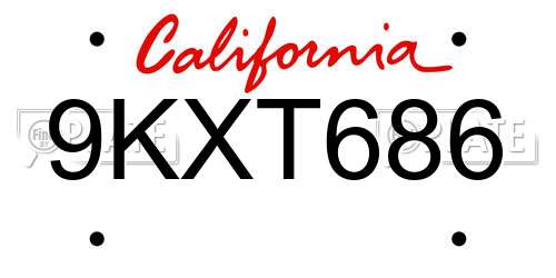 9KXT686 California License Plate