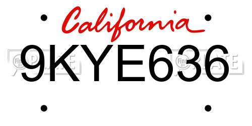 9KYE636 California License Plate