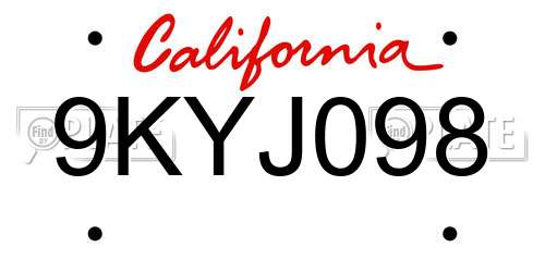 9KYJ098 California License Plate