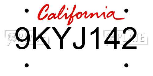 9KYJ142 California License Plate