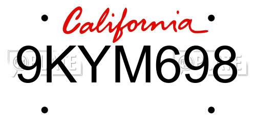 9KYM698 California License Plate