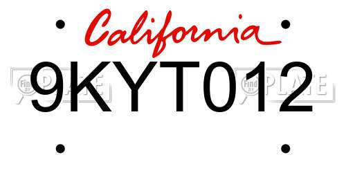 9KYT012 California License Plate