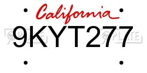 9KYT277 California License Plate