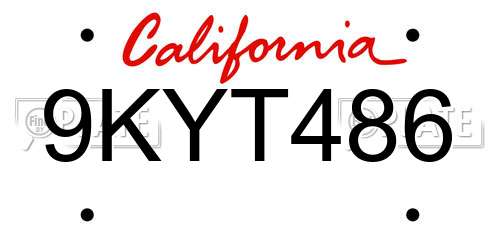 9KYT486 California License Plate