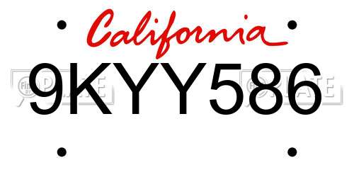 9KYY586 California License Plate