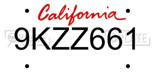9KZZ661 California License Plate