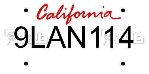 9LAN114 California License Plate