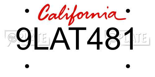 9LAT481 California License Plate