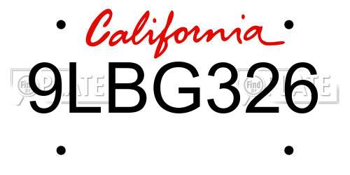 9LBG326 California License Plate