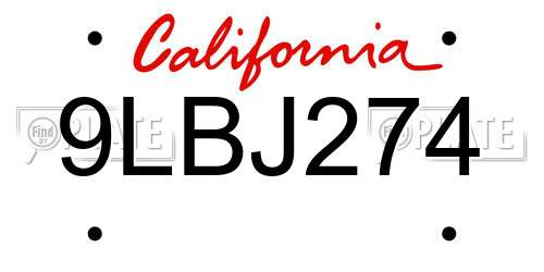 9LBJ274 California License Plate