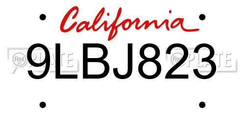 9LBJ823 California License Plate