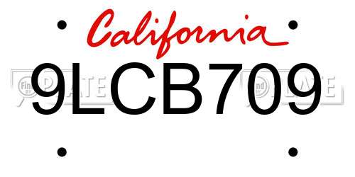 9LCB709 California License Plate
