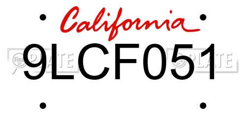 9LCF051 California License Plate