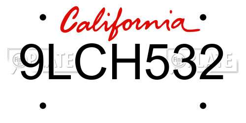 9LCH532 California License Plate