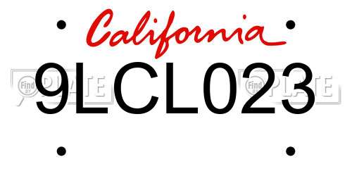9LCL023 California License Plate