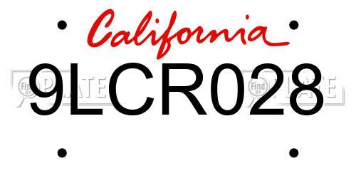 9LCR028 California License Plate