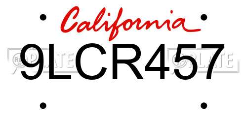 9LCR457 California License Plate