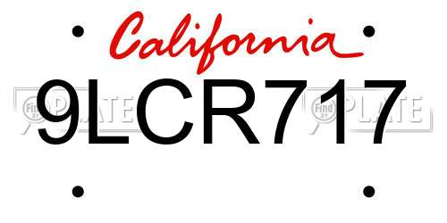 9LCR717 California License Plate