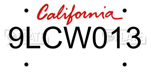 9LCW013 California License Plate