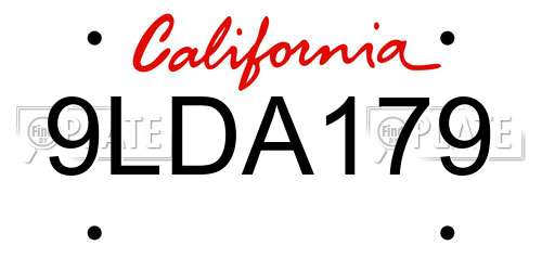 9LDA179 California License Plate