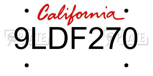 9LDF270 California License Plate