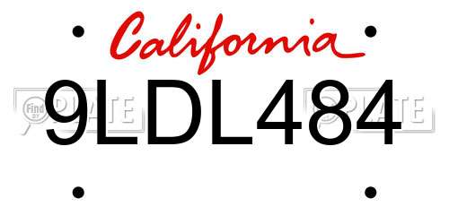 9LDL484 California License Plate