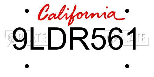 9LDR561 California License Plate