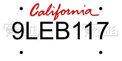 9LEB117 California License Plate