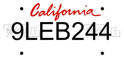 9LEB244 California License Plate