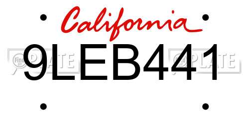 9LEB441 California License Plate