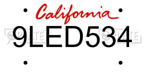 9LED534 California License Plate