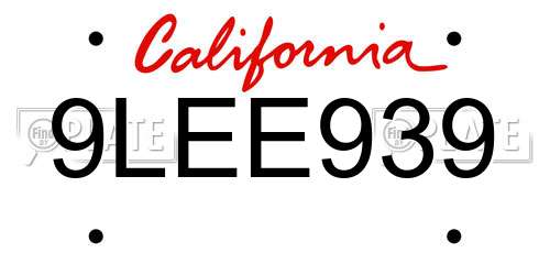 9LEE939 California License Plate
