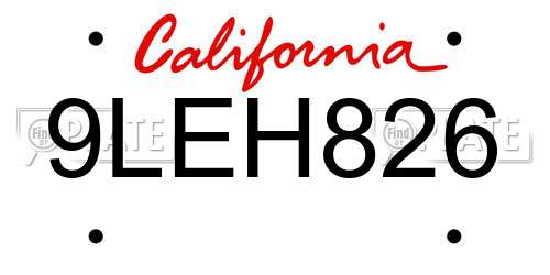 9LEH826 California License Plate