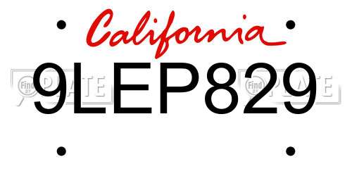 9LEP829 California License Plate