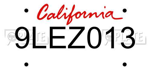 9LEZ013 California License Plate