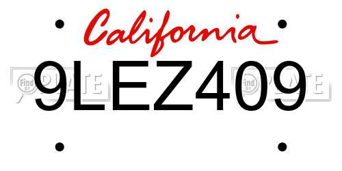 9LEZ409 California License Plate