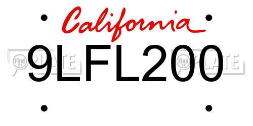 9LFL200 California License Plate