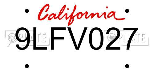 9LFV027 California License Plate